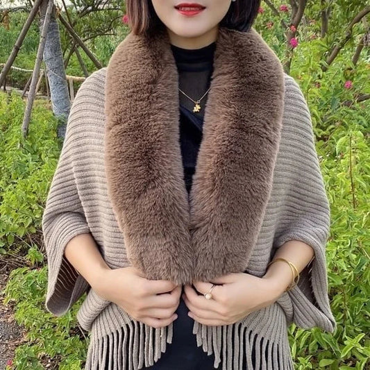 FLORENCE - Winter knitted fringe fur collar scarf