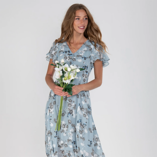 Kenna - Long dress with short sleeves and floral print--🔥Save 50% off