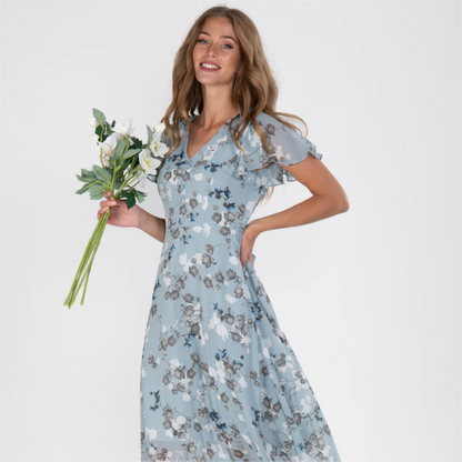 Kenna - Long dress with short sleeves and floral print--🔥Save 50% off