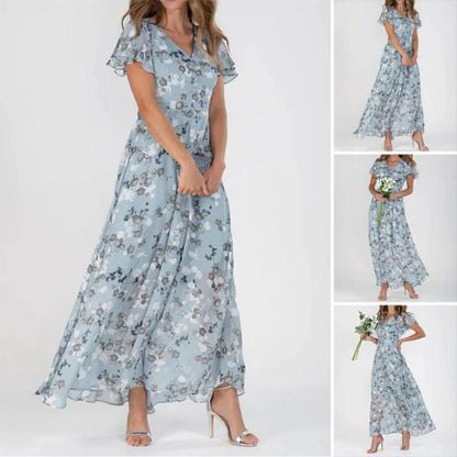 Kenna - Long dress with short sleeves and floral print--🔥Save 50% off