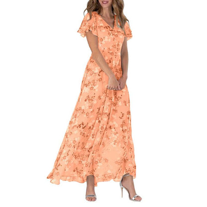 Elaria - Long dress with short sleeves and floral print--🔥Save 50% off