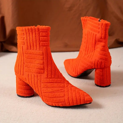 HELENA - Women's boots with thick heel in solid color